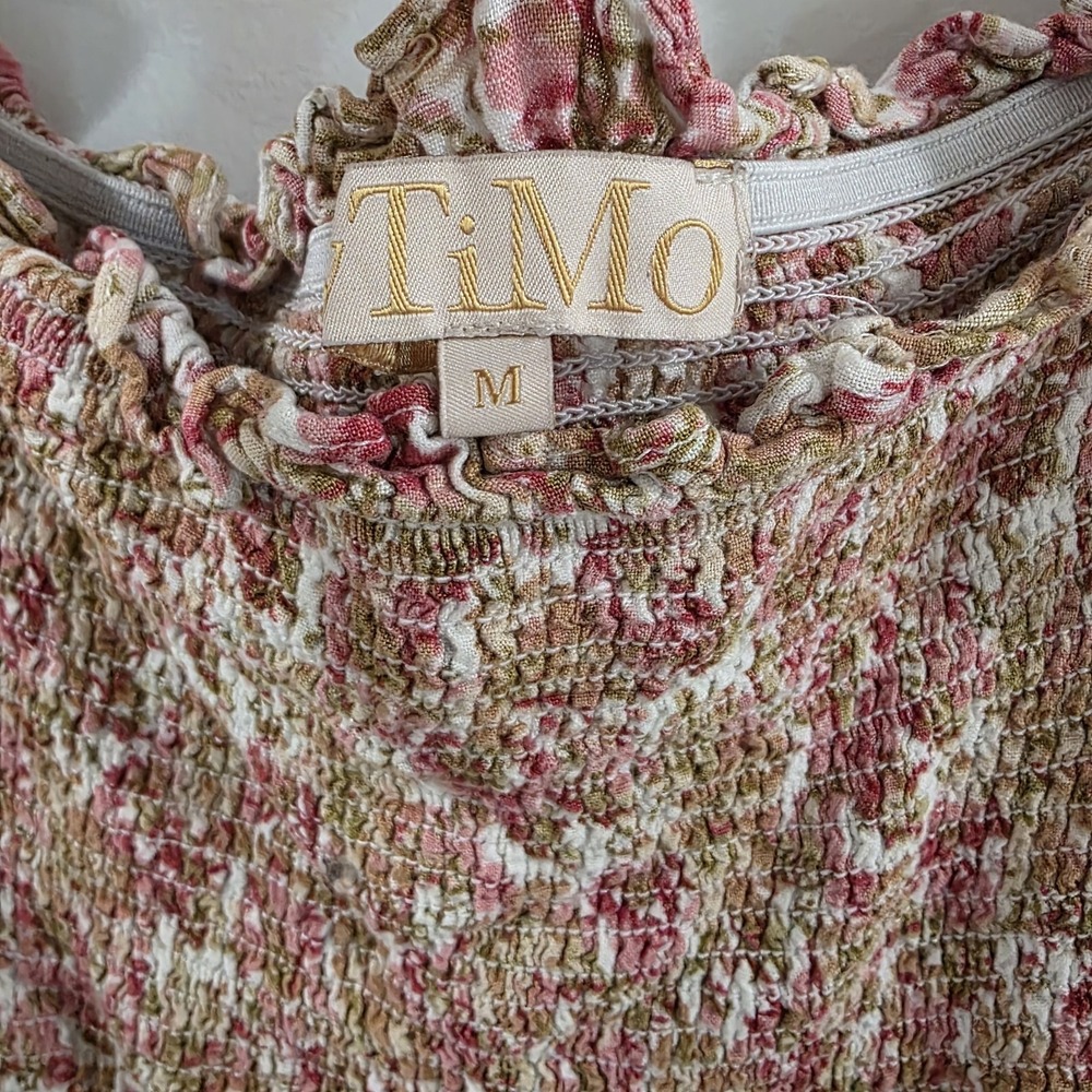 By Timo Womens Midi Dress Medium Floral Smocked Milkmaid Boho Cottage Dainty - Picture 5 of 9